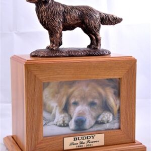 golden retriever dog oak urn