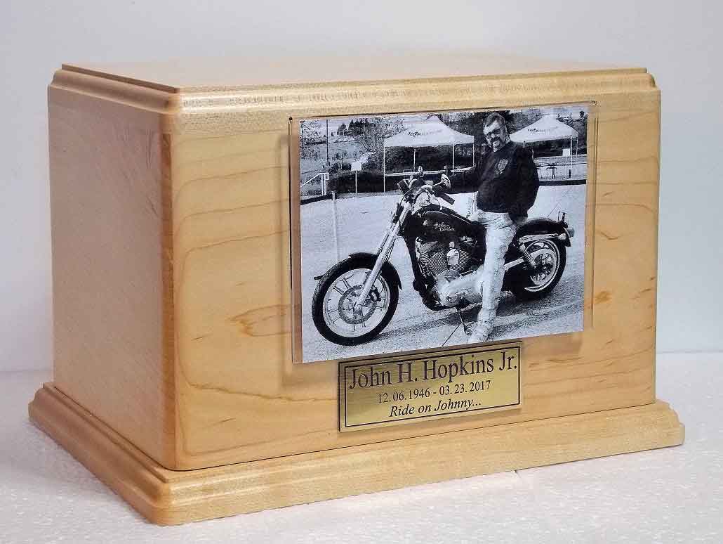 Maple Wood Urn w/ Photo Frame - Artful Memorials