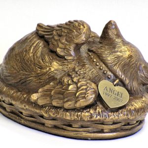 angelic cat bronze urn