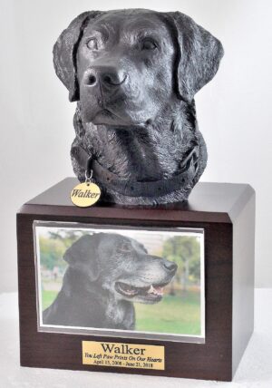 Black Labrador Retriever Dog Walnut Memorial Urn