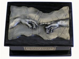 Renaissance Black Marble Urn w/Pewter Plaque