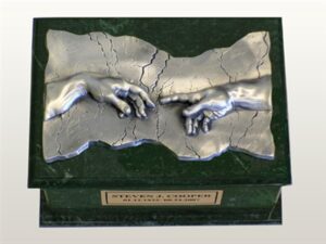 Renaissance Green Marble Urn w/Pewter Plaque