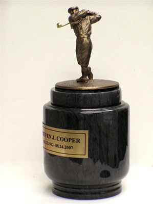 Golfer Black Marble Keepsake Urn