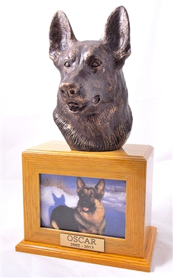 German Shepherd Dog Oak Urn