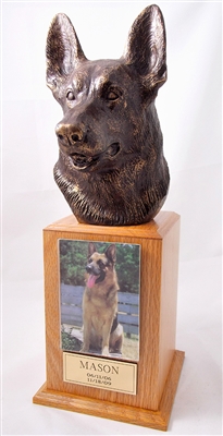 German Shepherd Dog Oak Tower Urn