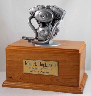 Silver Motorcycle Urn Cherry Version
